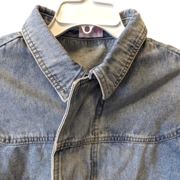 Pink Lily Vintage Denim Jacket One of a kind Sz Medium Meto inspired crop - Picture 2 of 10